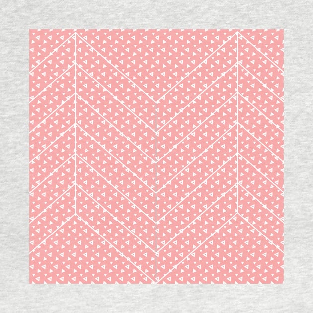 Salmon pink lines triangles pattern Geometric design by Kirovair